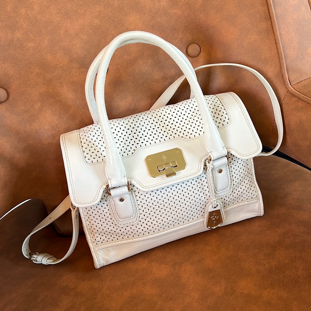 COLE HAAN white leather handbag